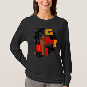 Camiseta Mujeres Chica de Gemini Afro Locs Chica Zodiac Rót