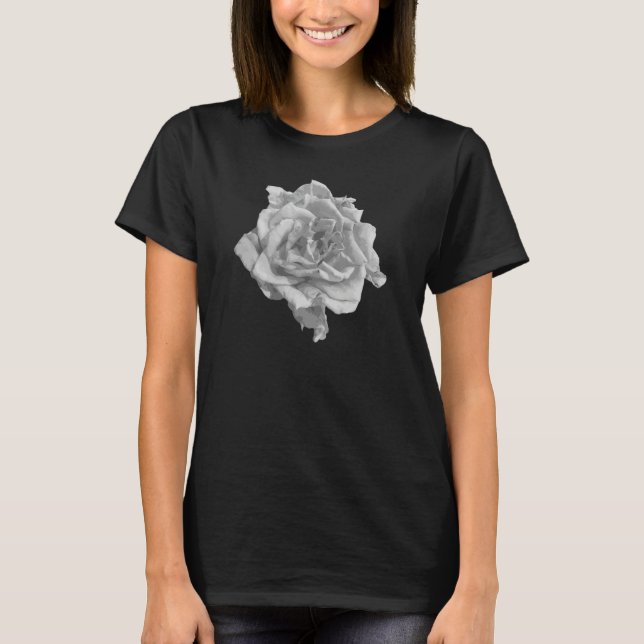 Camiseta Mujeres Chicas de flores de rosa blanca y negra (Anverso)