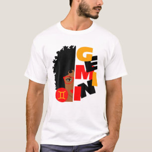 Camiseta Mujeres Chicas de Gemini África Chica Rótulos Zodi