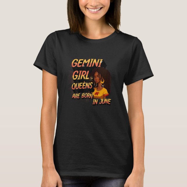 Camiseta Mujeres Chicas de Gemini Cumpleaños Melanin Queens (Anverso)