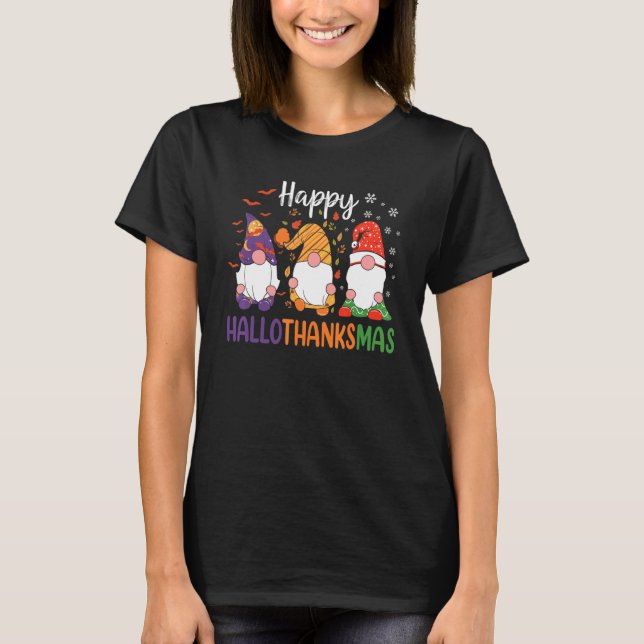 Camiseta Mujeres Chicas de Halloween de Cute Gnomes Fall Fe (Anverso)