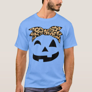 Camiseta Mujeres chicas de Halloween, Jack O Lantern Leopar