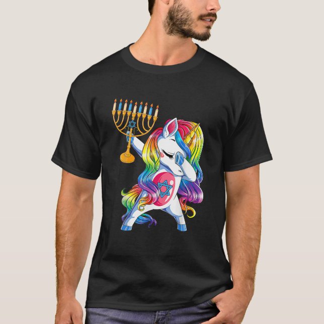Camiseta Mujeres Chicas de Unicornio Funny Hanukkah (Anverso)