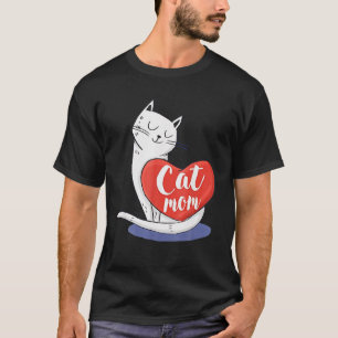 Camiseta Mujeres Chicas Gato Madre Corazón Crazy Gato Dama