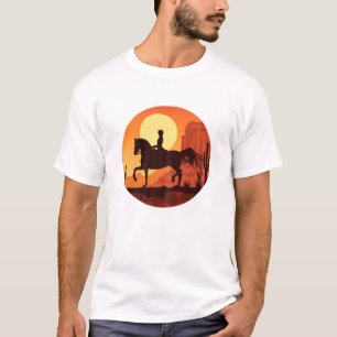Camiseta Mujeres Chicas gráficas occidentales montando ecue