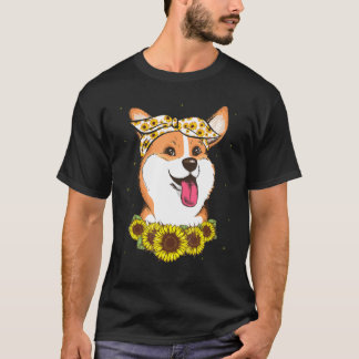 Camiseta Mujeres chicas Mamá Corgi Perro Girasol