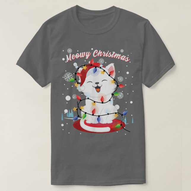 Camiseta Mujeres Chicas Navidades gatos iluminan retrato de (Diseño del anverso)