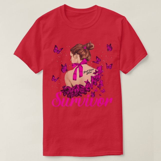 Camiseta Mujeres Cinta rosa Cáncer de Mama Rosa Conciencia  (Diseño del anverso)