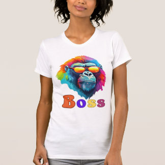 Camiseta Mujeres, colorida cabeza de gorila del jefe