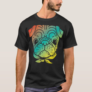 Camiseta Mujeres coloridas Pug Face Mascota animal Perro Lo