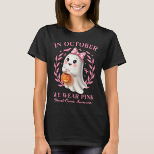 Camiseta Mujeres con cáncer de mama Fantasma Halloween Bow