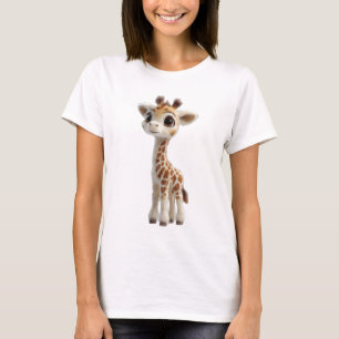 Camiseta Mujeres con Juguete de Jirafa Bebé de Ojos Grandes