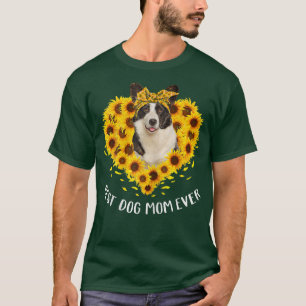 Camiseta Mujeres Corgi Welsh Mom Sunflower Perro Mamá T-S