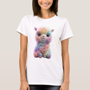Camiseta Mujeres Criatura Alpaca Galaxia Pastel Arcoíris