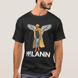 Camiseta Mujeres cristianas negras Melanin Queen Angel Brow