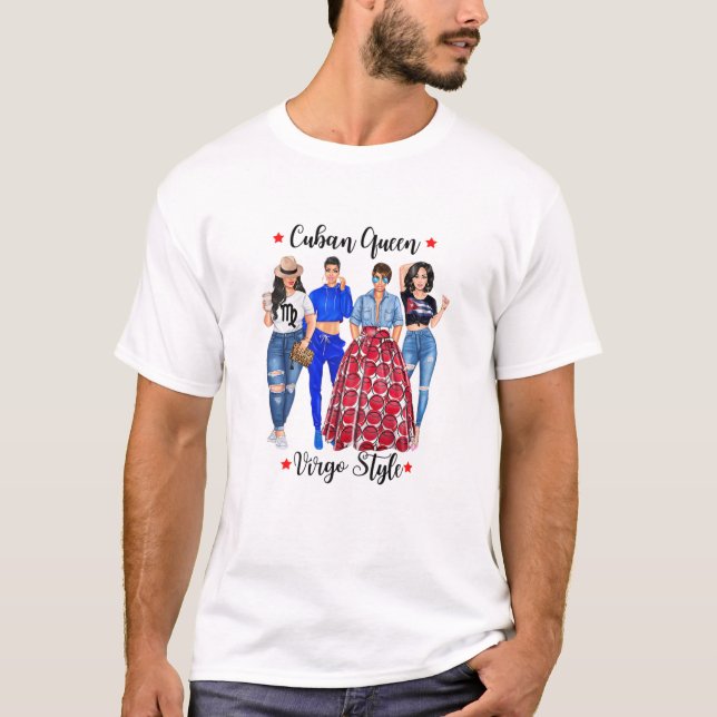 Camiseta Mujeres Cuba Chica Virgo Rótulo Zodiac Cumpleaños  (Anverso)