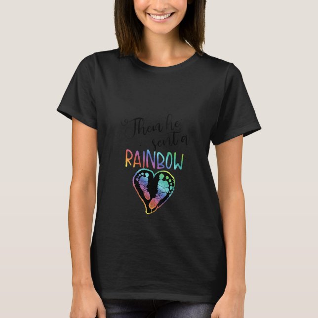 Camiseta Mujeres Curiosas Embarazo Invitación Rainbow M (Anverso)