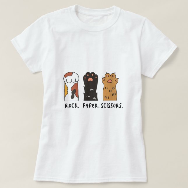 Camiseta Mujeres curiosas tijeras de papel de rock para gat (Diseño del anverso)