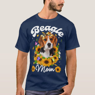 Camiseta Mujeres Cute Beagle Dog Mom Sunflower Día de la Ma