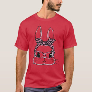 Camiseta Mujeres Cute Bunny Cara Leopardo Glasses Cabecera 
