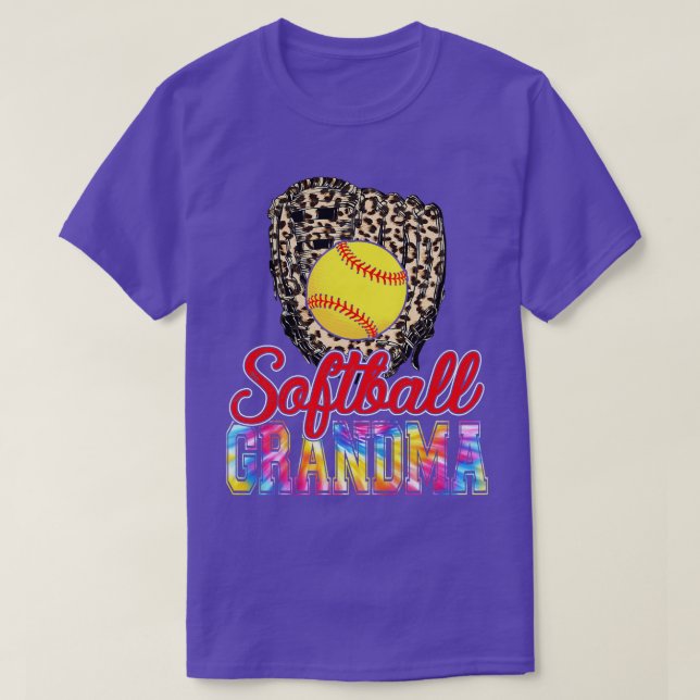 Camiseta Mujeres Cute Tie Dye Softball Abuela Leopard Baseb (Diseño del anverso)