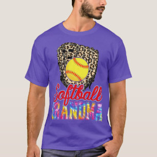 Camiseta Mujeres Cute Tie Dye Softball Abuela Leopard Baseb