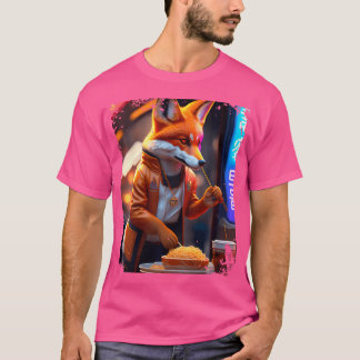 Camiseta Mujeres Cyberpunk Vulpes comiendo Ramen Anthro Fox
