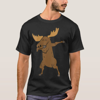 Camiseta Mujeres Dabbing Moose Cute Dancing Moose VNeck