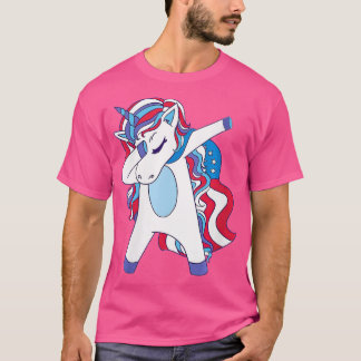 Camiseta Mujeres dabbing Unicornio 4 de julio Chicas estado