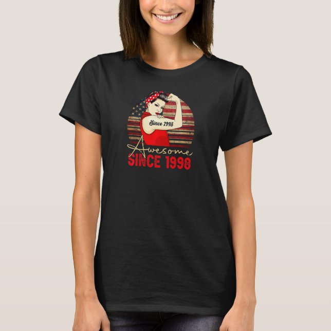 Camiseta Mujeres de 25 años de edad asombrosas desde 1998 2 (Anverso)