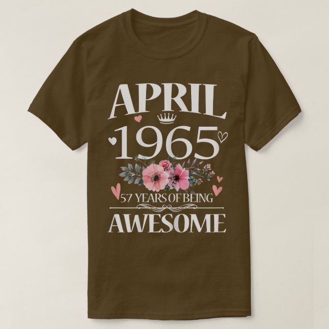 Camiseta Mujeres De 57 Años De Edad Fabricadas En Abril De  (Diseño del anverso)