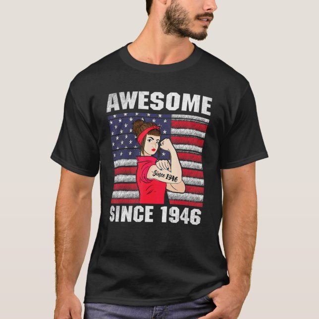 Camiseta Mujeres de 76 años de edad asombrosas desde 1946 (Anverso)