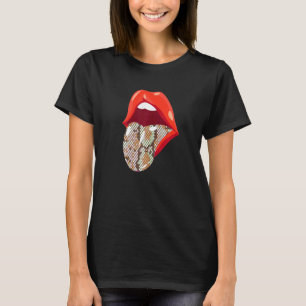 Camiseta Mujeres de 80's 90s Snake Print Kiss Bouth Lips vi