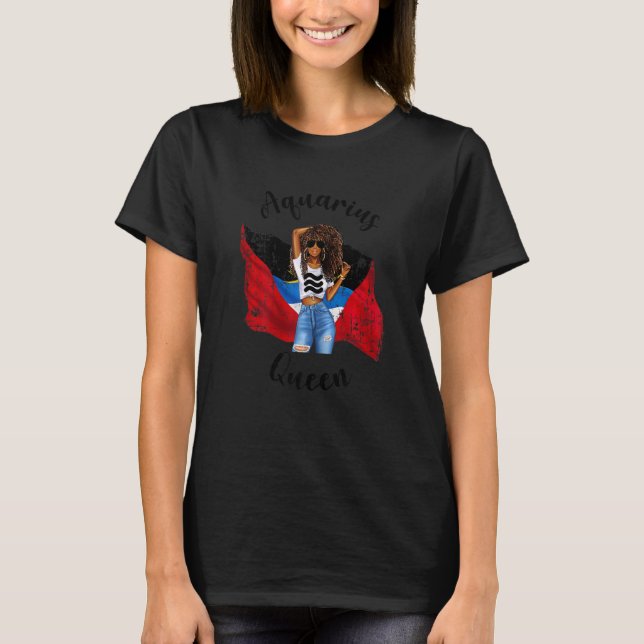 Camiseta Mujeres de Antiguo Acuario Reina Afro Afro Zodiac (Anverso)