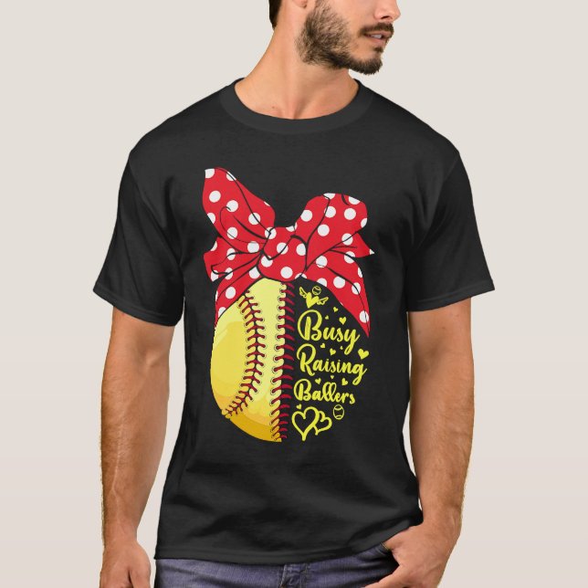 Camiseta Mujeres de béisbol de Softball ocupadas elevando b (Anverso)
