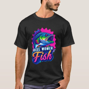 Camiseta Mujeres de carrete pescan pescador de pesca retro
