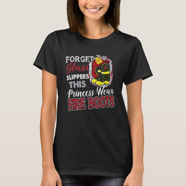 Camiseta Mujeres de fuego que esta princesa usa bomberos co (Anverso)