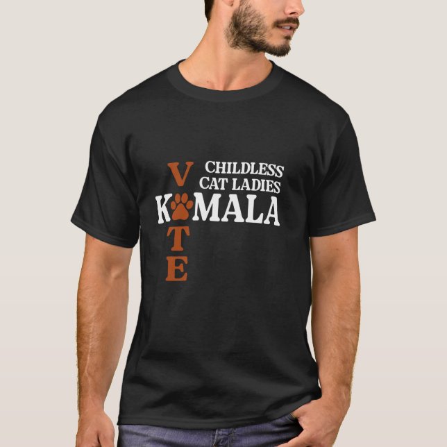 Camiseta Mujeres De Gato Sin Niños Votan Por Kamala Harris  (Anverso)