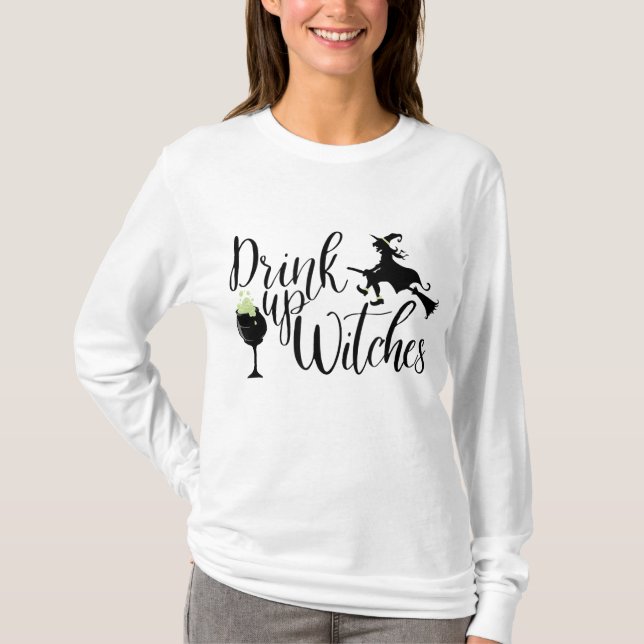 Camiseta Mujeres de Halloween beben brujas divertida regalo (Anverso)