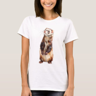 Camiseta Mujeres de Hurón Acuarela Curiosa de Pie