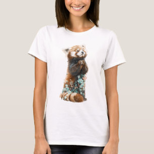 Camiseta Mujeres de la naturaleza etérea de pie Panda rojo