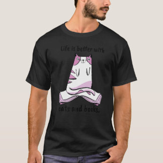 Camiseta Mujeres de Libro de Gatos Con Gatos Y Libros