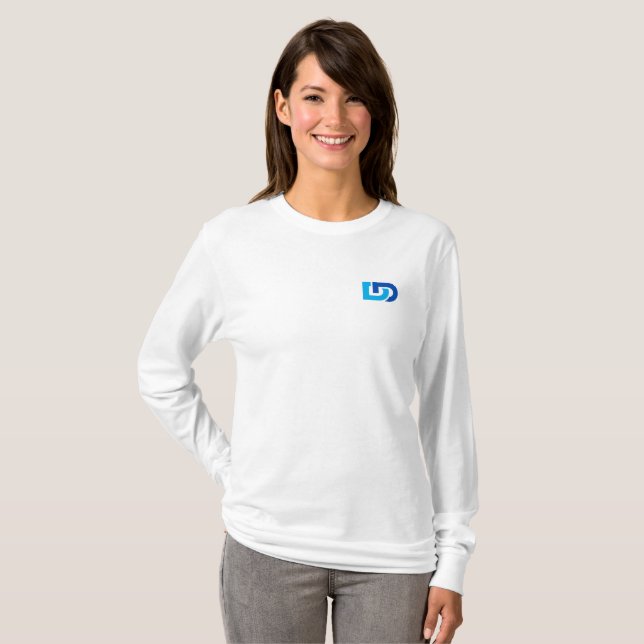 Camiseta Mujeres de manga larga en el cuello de la tripulac (Anverso completo)