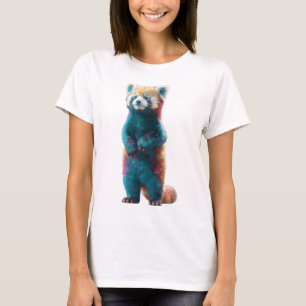 Camiseta Mujeres de Panda Rojo Galáctico Verde Azul y Carme
