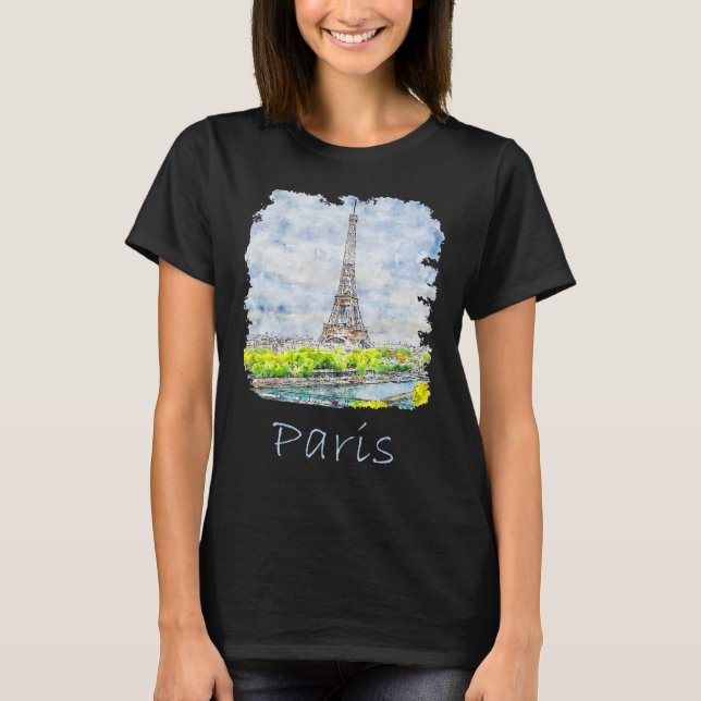 Camiseta Mujeres de París Torre Eiffel Francia (Anverso)
