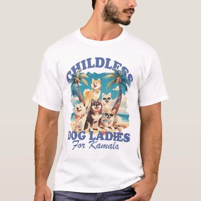 Camiseta Mujeres de perros sin hijos Retro Kamala (Anverso)