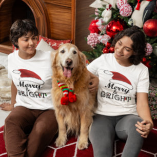 Camiseta Mujeres de Santa Hat Merry y Navidades Brillantes