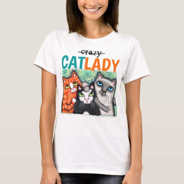 Camiseta Mujeres de señora Cat Lovers Cute Funny del gato (Anverso)