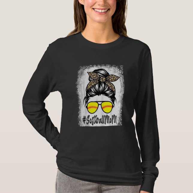 Camiseta Mujeres De Softball Bleached Life Con Leopard Y (Anverso)