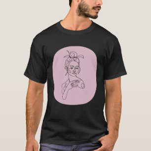 Camiseta Mujeres de Tuxedo Mínimo Rosa Resumen Cara Boho